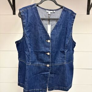 Chico's Blue Denim Button-Down Vest
